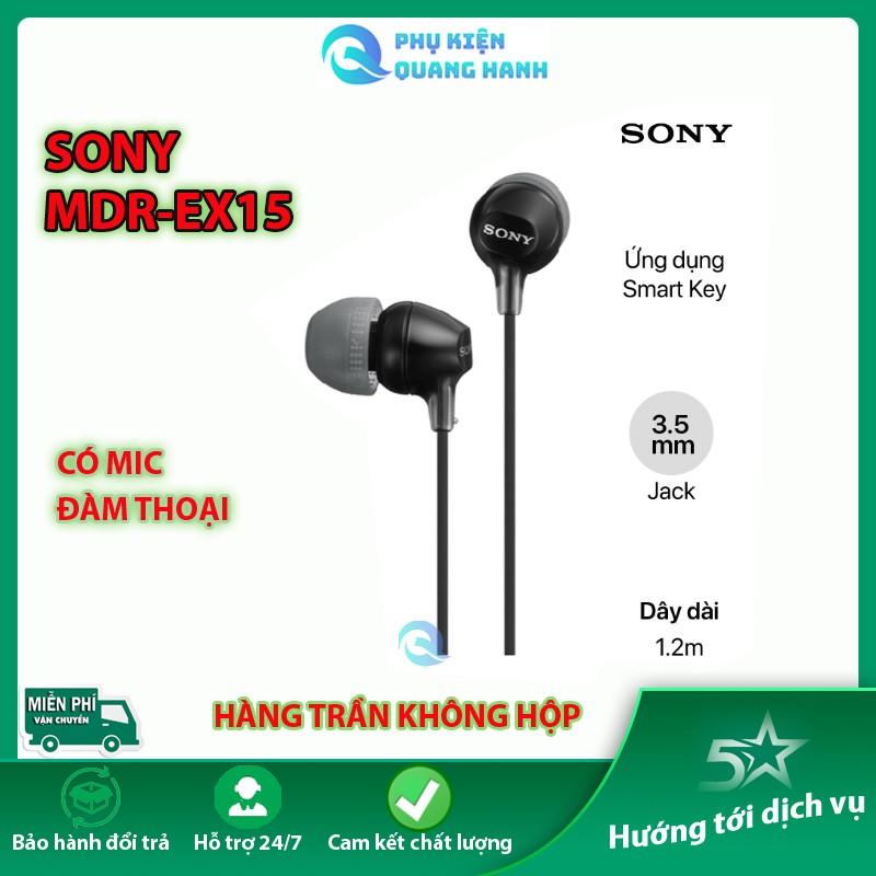 Tai Nghe Nhét Tai Sony Mdr-Ex15 3.5mm Có Micro Âm Thanh Siêu Trầm, hàng trần không hộp