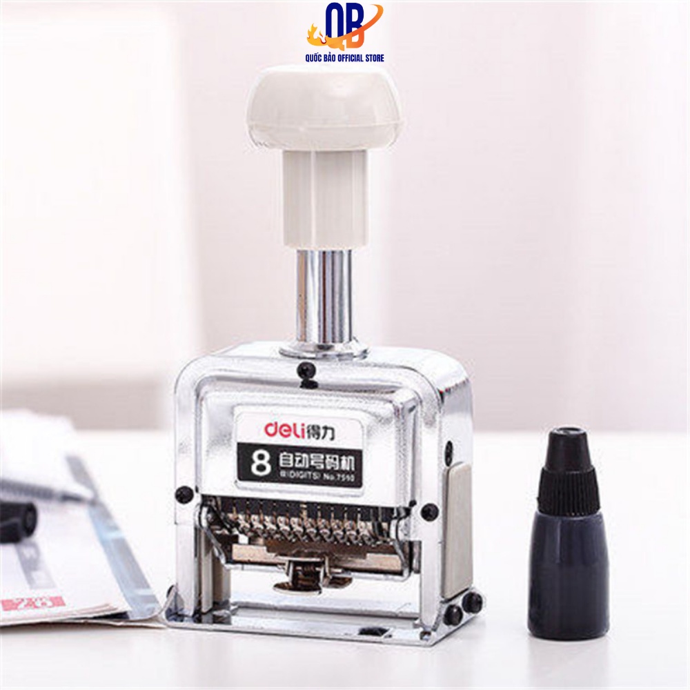Dấu Nhảy Số Tự Động 6/7/8/9/10 Số Deli, Màu Bạc - 1 chiếc