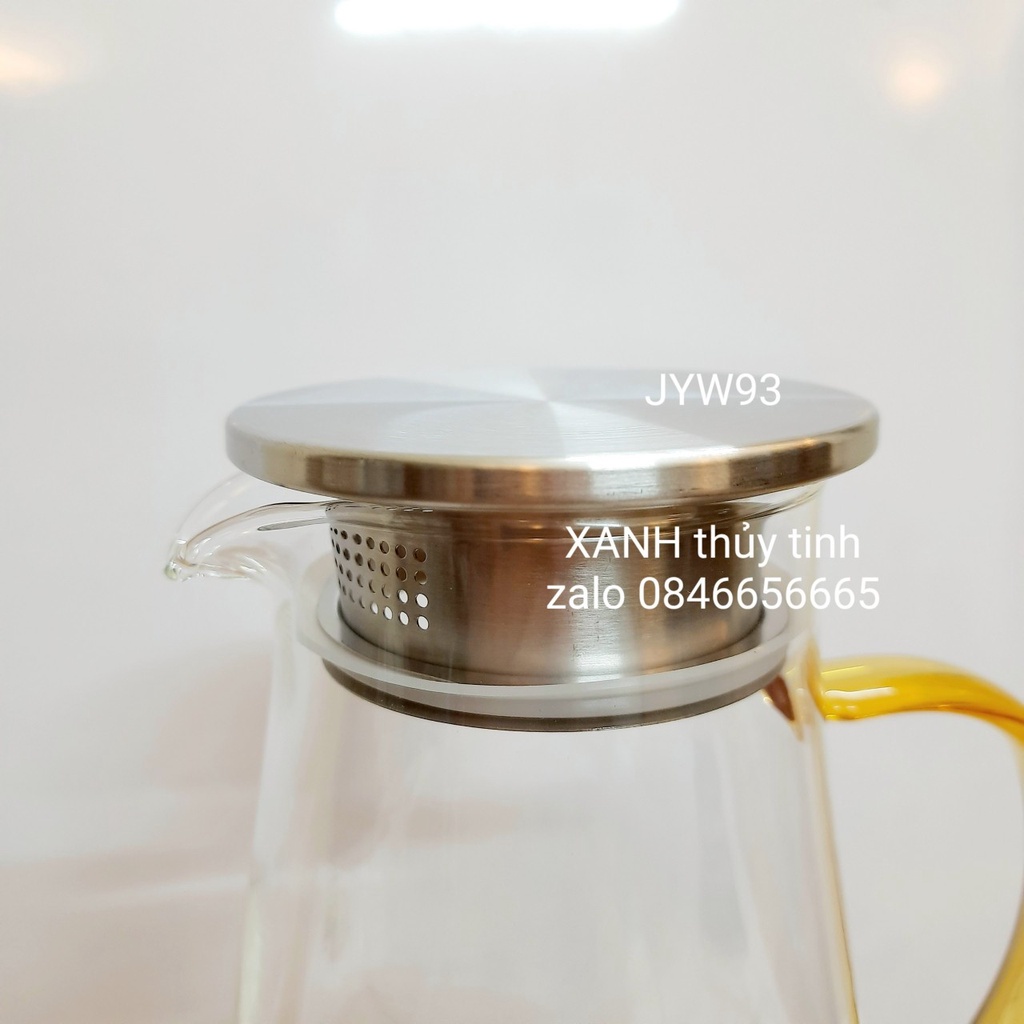 Bình thủy tinh quai vàng, nắp inox 1800ml - Mã JYW93