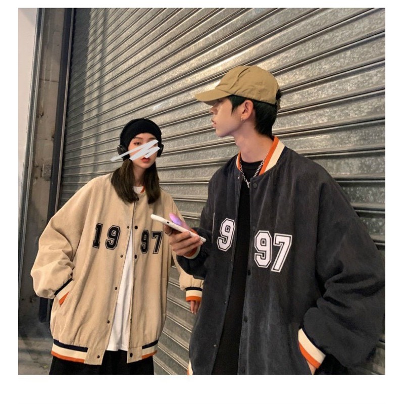 [Ảnh Thật] Áo Khoác Bomber Nhung Gân 1997 Áo Đẹp Như Ảnh Form rộng Unisex Nam Nữ Couple