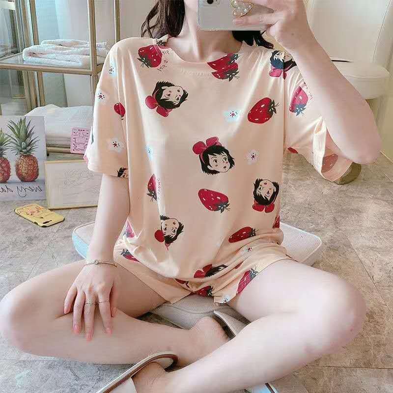 Bộ đồ ngủ pijama cọc tay mặc ở nhà thoái mái họa tiết xinh tươi