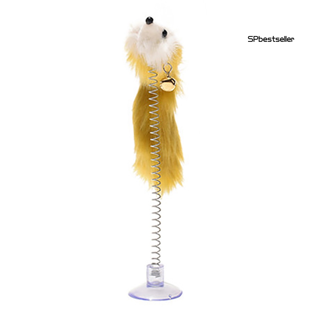 Đồ Chơi Gắn Lò Xo Hình Chuột Bông Có Giác Hút Cho Mèo