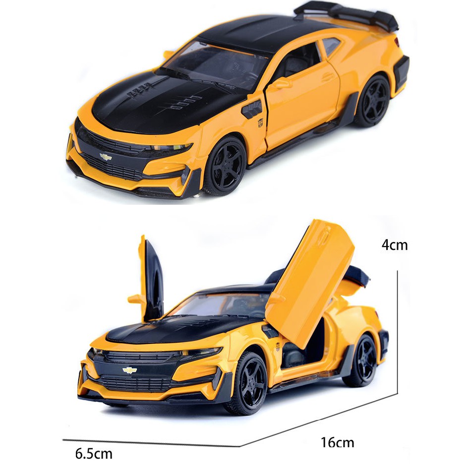 Ô tô đồ chơi trẻ em xe Chevrolet Camaro 2018 mô hình xe bằng sắt chạy cót có âm thanh và đèn