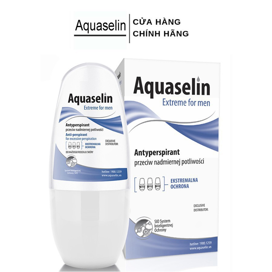 Lăn Khử Mùi Cho Nam Aquaselin Extreme For Men 50ml - Ngăn Tiết Mồ Hôi Hiệu Quả, Khử Mùi Hôi Triệt Để