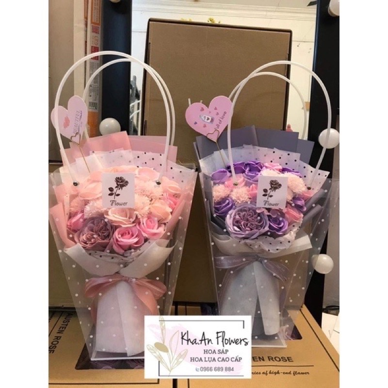 Bó hoa sáp VIP: Hồng Juliett mix Cẩm chướng, Tú cầu, hồng VIP. Nội thành HN đặt NowShip.