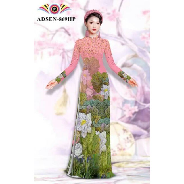 ÁO Dài LỤA NHẬT IN 3D HOA SEN