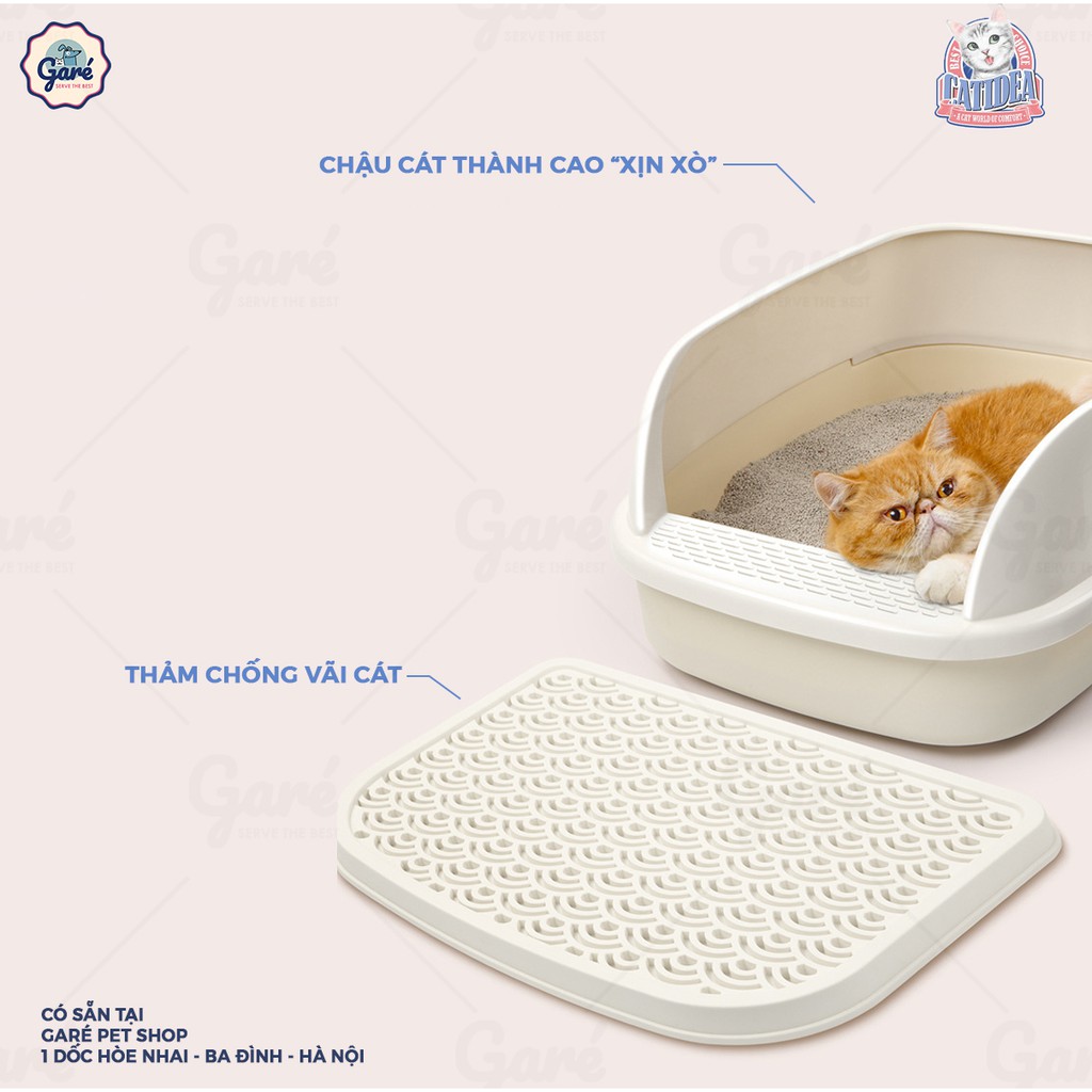 Chậu cát thành cao cao cấp siêu bền hàng Mỹ Catidea có tem cho Mèo Nhà vệ sinh mèo vuông