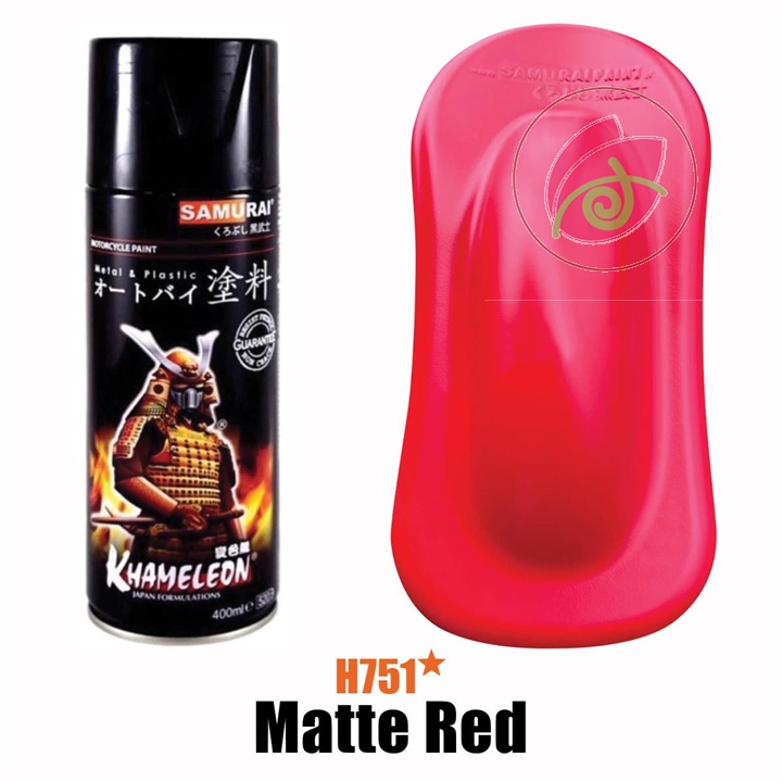 Sơn xịt SAMURAI H751 - màu ĐỎ MỜ (cần sơn trên nền màu Bạc) (400ml)