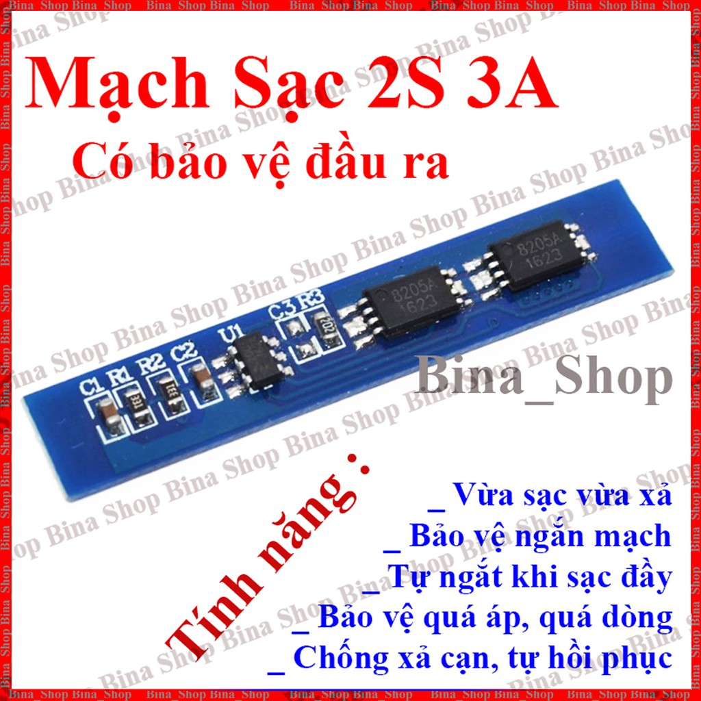 Mạch sạc bảo vệ pin 18650 2S 7.4V-8.4V 3A