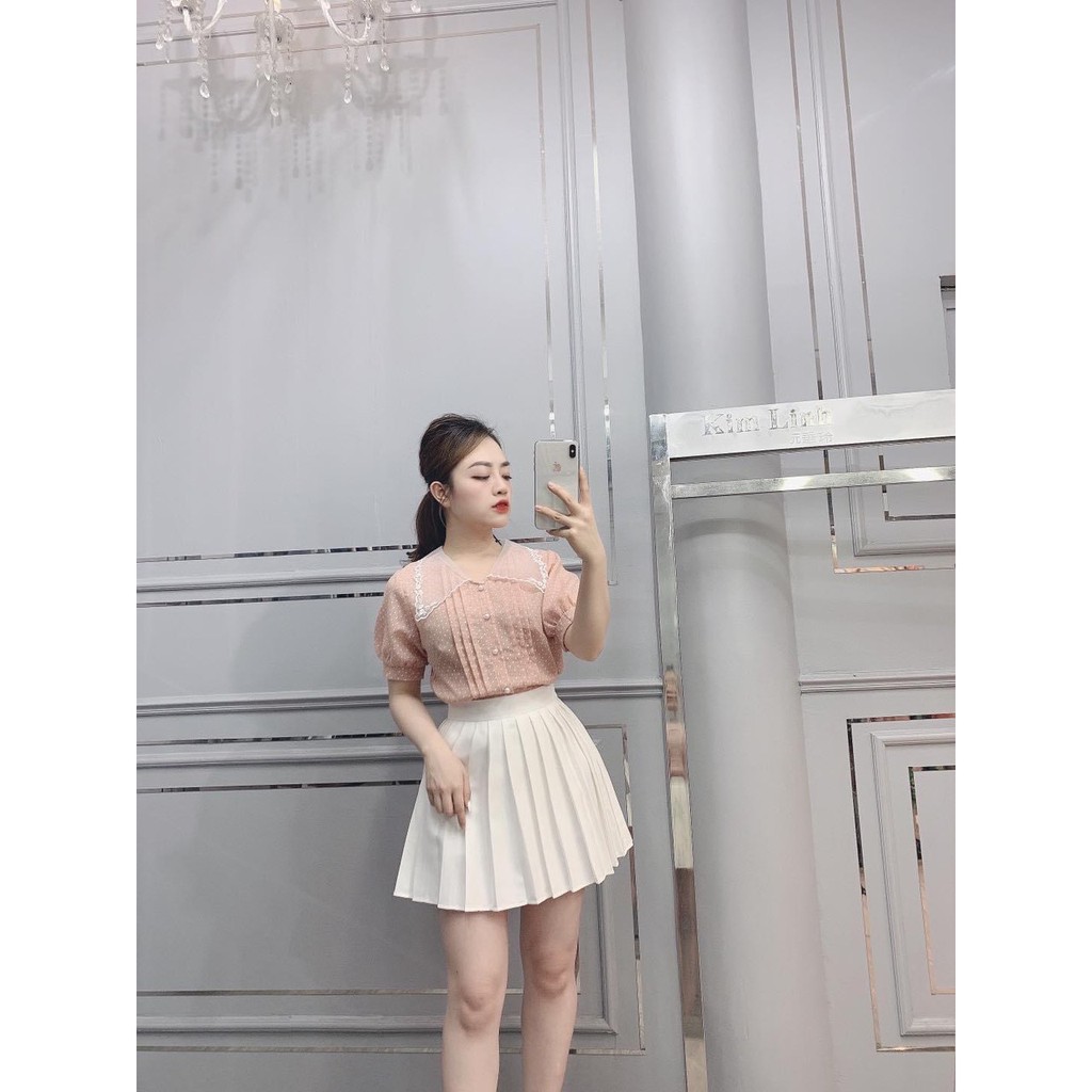 [Mã 252FASHIONSALE giảm 12% đơn 99K] Áo chấm bi cổ ren ( giá sale)