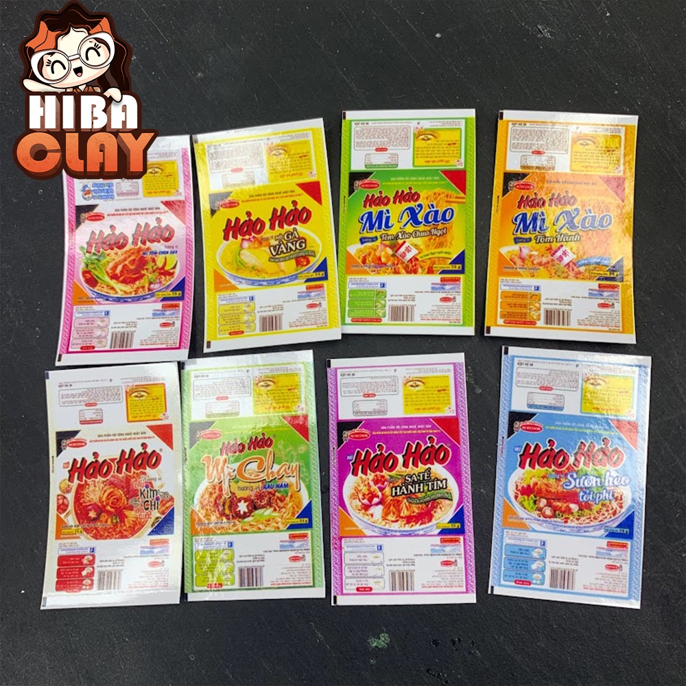 Sét 8 Bao bì mì tôm hảo hảo tự gấp mini Minifood 01 trang trí mô hình, đồ ăn mini mô hình cho búp bê DIY