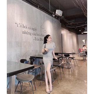 Đầm body đan dây xẻ đùi