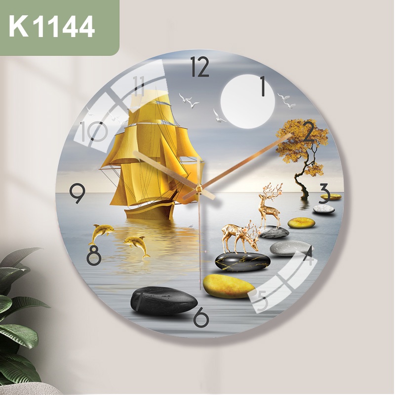 Đồng Hồ Treo Tường Kim Trôi Không Tiếng Ồn, Đồng Hồ Treo Tường Hoa Kính Cường Lực