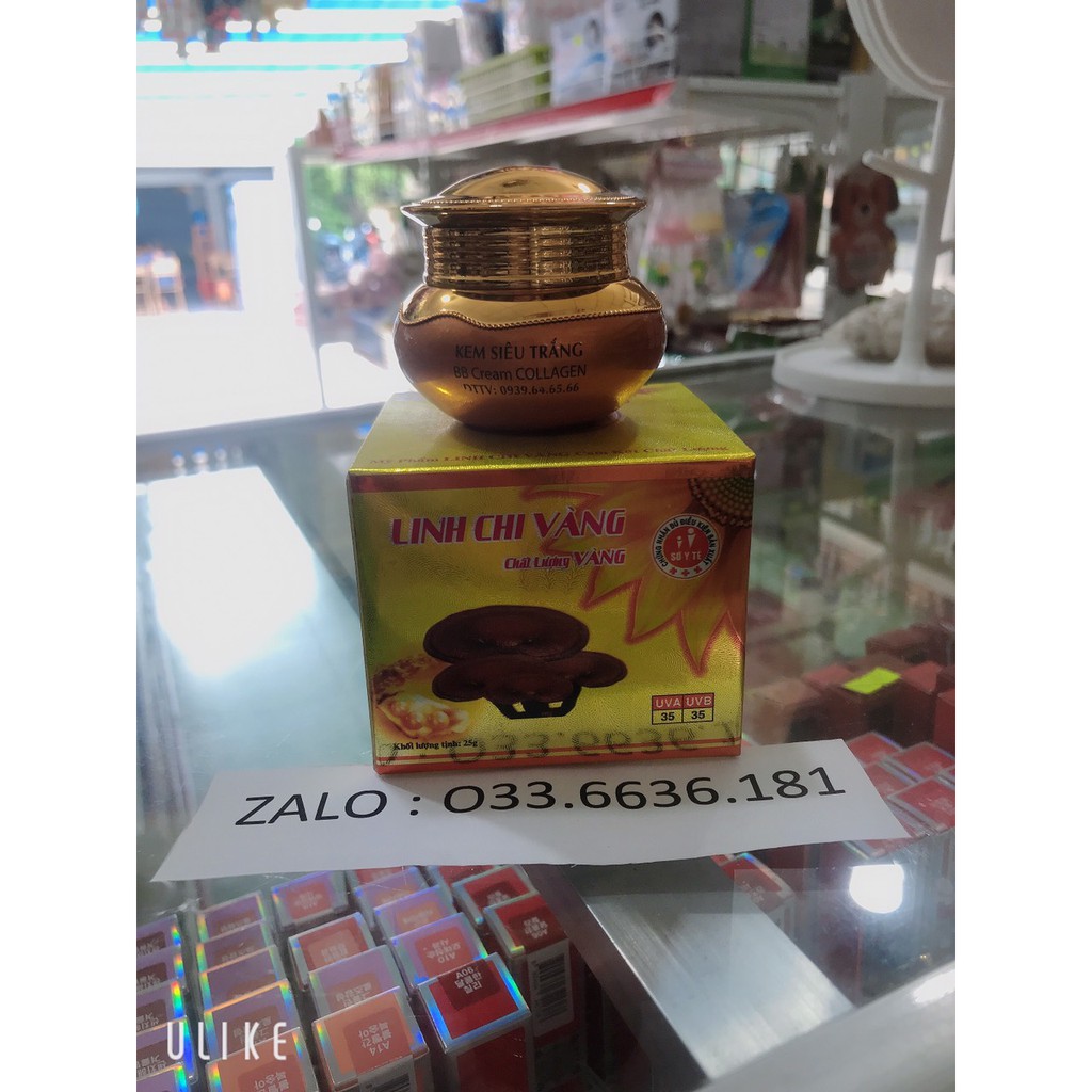 Kem linh chi vàng siêu trắng da collagen 25g  giá trên bao bì lên