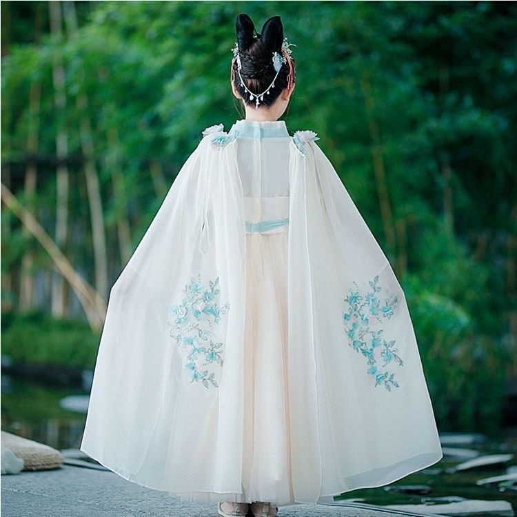 Váy Hán phục siêu tiên của bé gái Trung Quốc, váy thời Đường phiêu dật, váy cổ trang cổ trang của trẻ em, xuân thu 13,9