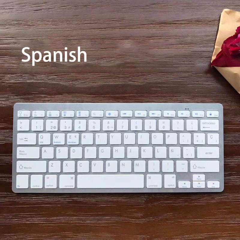 Bàn Phím Bluetooth Không Dây Di Động Kiểu Nga / Tây Ban Nha / Hàn Quốc Siêu Nhẹ Cho Máy Tính Bảng / Laptop / Điện Thoại