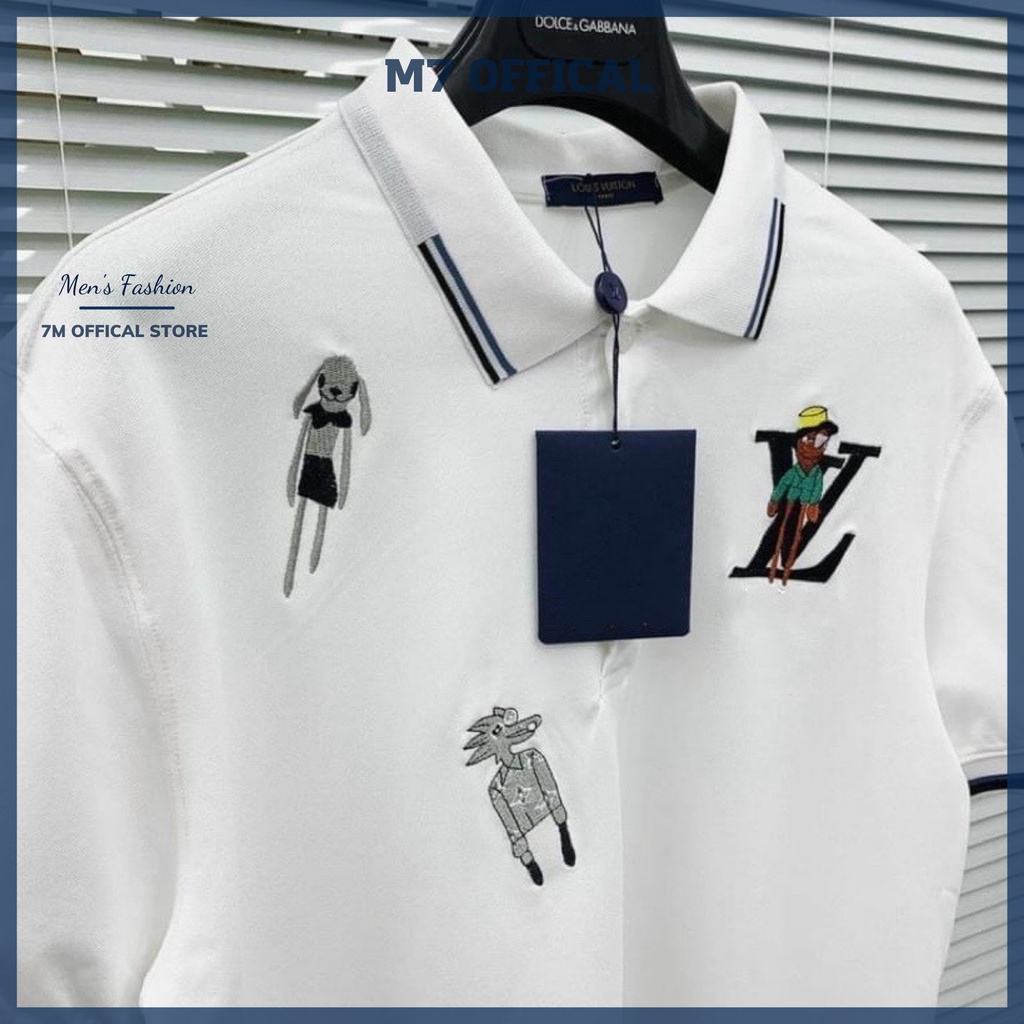 Áo thun nam POLO thêu hình cá tính M7  vải cá sấu cotton cao cấp ngắn tay sang trọng
