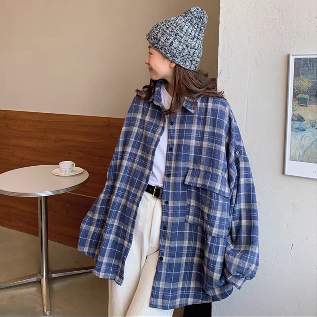 Áo Sơ Mi Kẻ Lồng Đèn Nam Nữ Unisex Dáng Rộng 🦋 Somi Nam Nữ Freesize 3 Màu So Hot