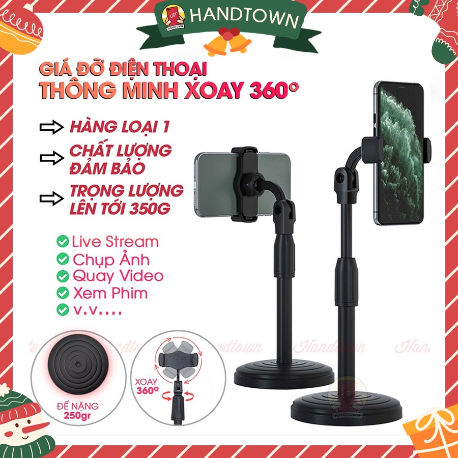 Giá Đỡ Kẹp Điện Thoại Thông Minh Quay 360 Độ Tự Điều Chỉnh Kích Thước Đa Năng Để Bàn Loại 1 Livestream Chụp Ảnh Handtown