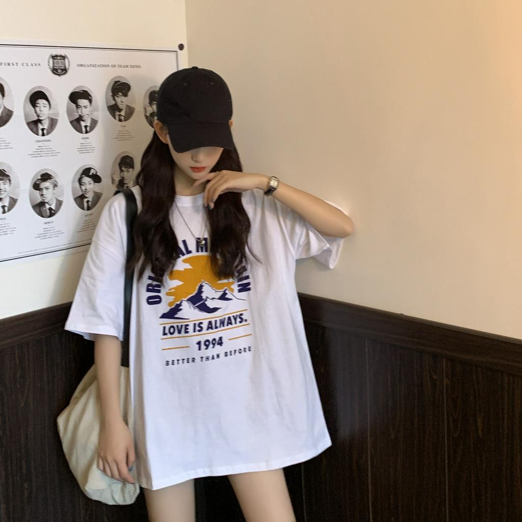 Áo Thun Ngắn Tay In Họa Tiết Phong Cách Hàn Quốc Độc Đáo Cho Nữ