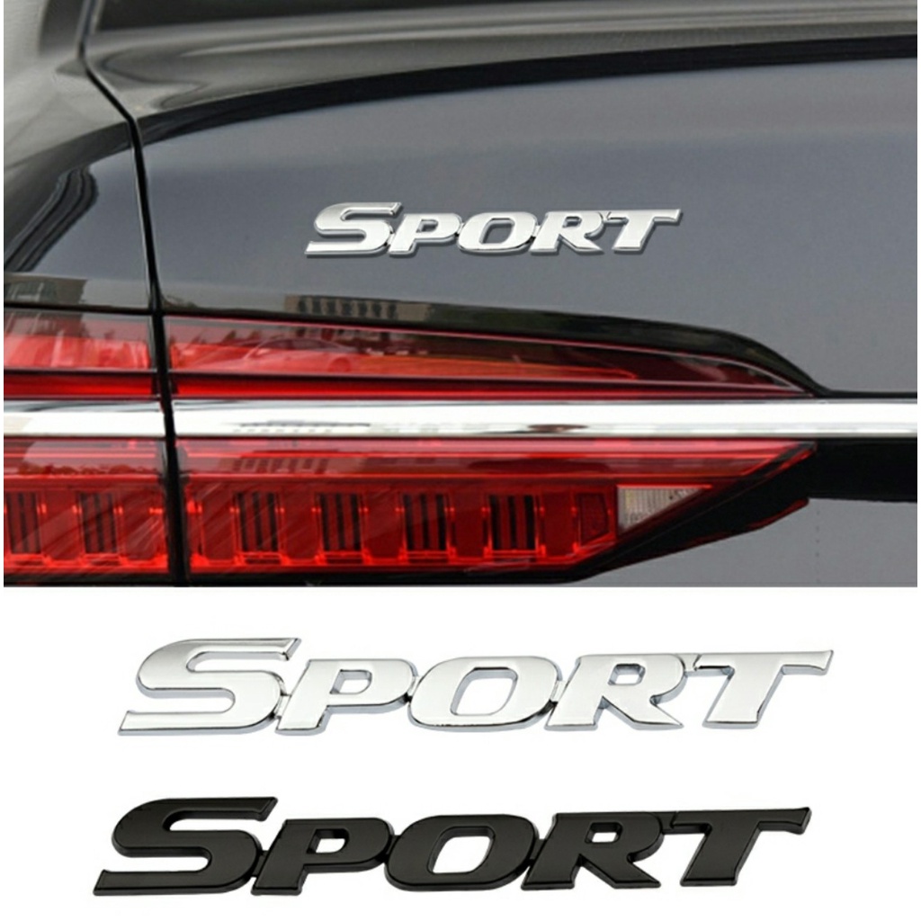 Tem chữ sport kim loại kích thước lớn dán xe ô tô