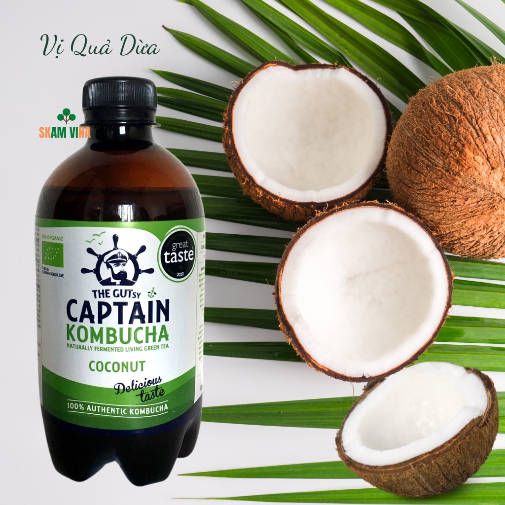 Trà Kombucha giảm cân hữu cơ The GUTsy Captain 400ml/ Captain Kombucha - 7 vị trái cây lên men ngọt ngào - SKAM VINA