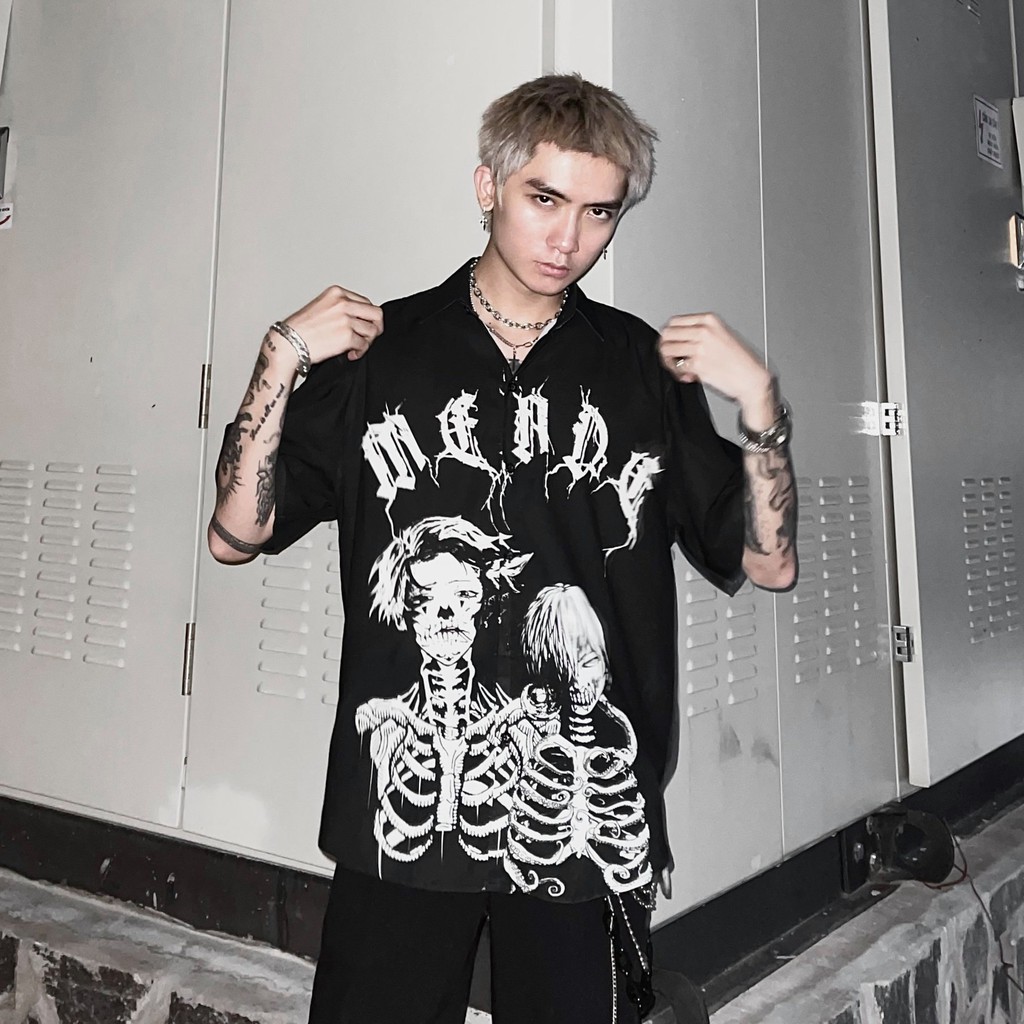 [FULLTAG CHÍNH HÃNG] Áo sơ mi MENDE BLACK SKELETON FULLTAG | Sơmi Lụa Mềm CNK 100% | CHUẨN CAO CẤP 1:1 LOCAL BRAND | BigBuy360 - bigbuy360.vn
