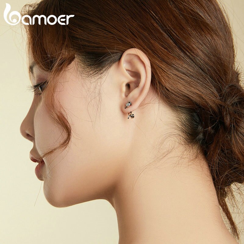 Hoa tai Bamoer SCE990 gấu trúc Mỹ bằng bạc 925 không di ứng cao cấp cho nữ