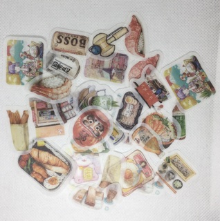 Sticker đồ ăn giấy mờ dán trang trí scrapbook, planner,... size 3cm