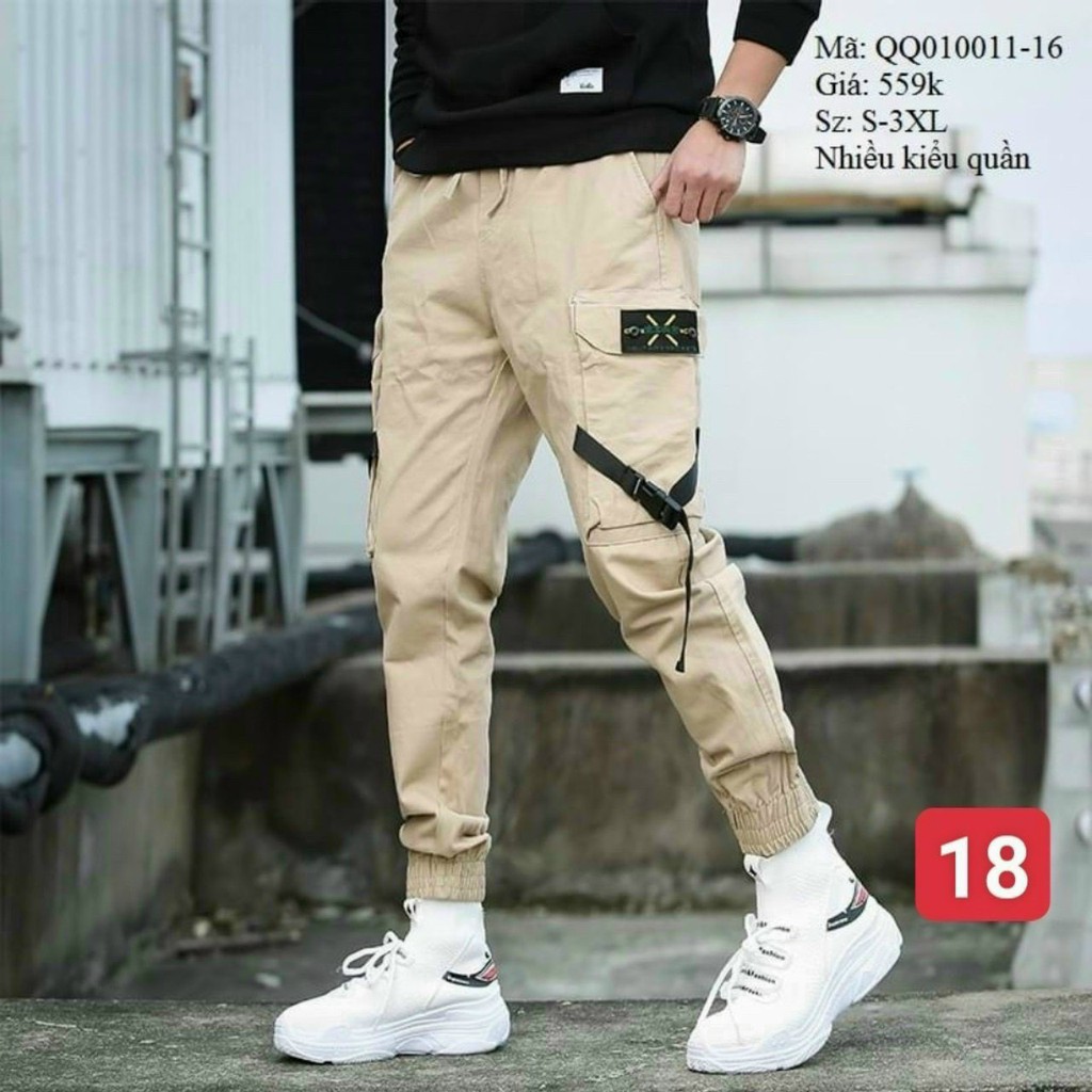 Quần Jogger Kaki Nam Túi Hộp Màu Nâu Phong Cách Soái Ca Cá Tính Ms18 Cực Hot