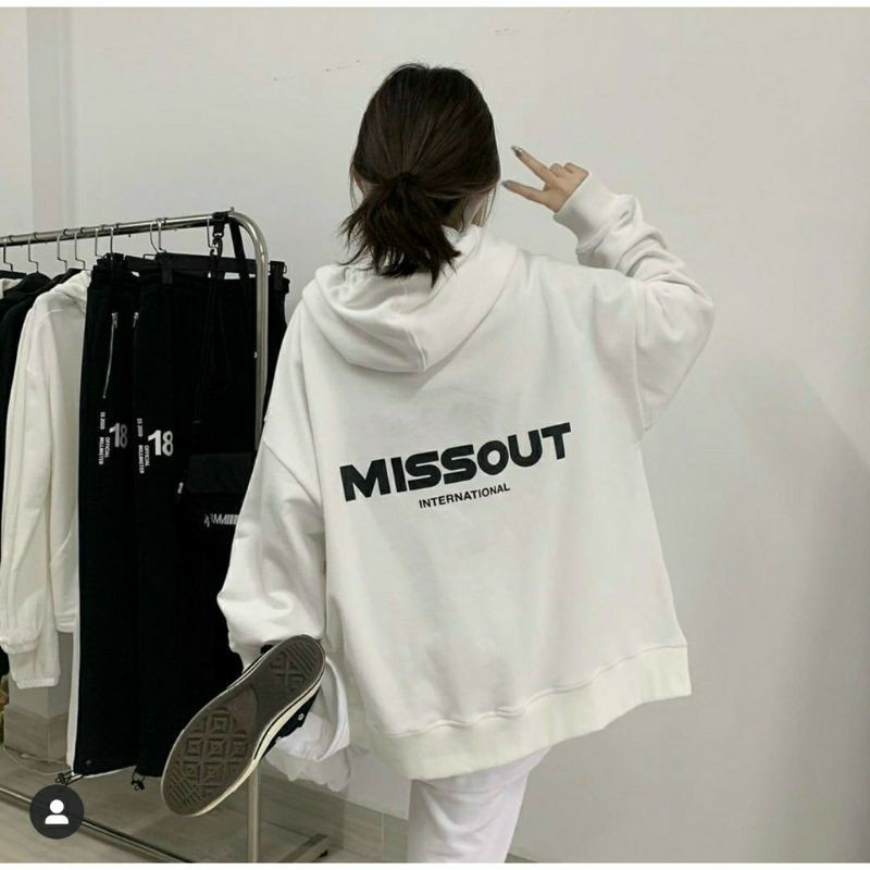 Áo hoodie Missout nam nữ Ulzzang unisex form rộng có dây kéo zip