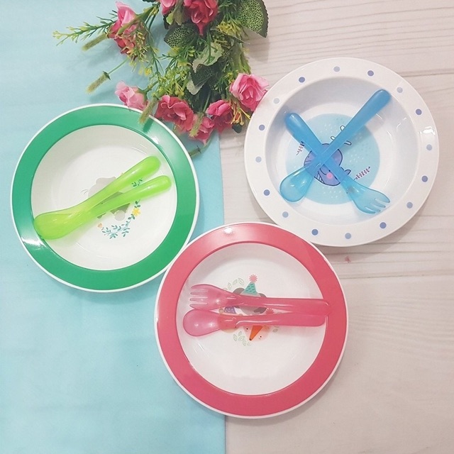 Bộ bát ăn dặm kèm thìa và dĩa Upass 100% nhựa hữu cơ, an toàn cho bé - Hàng Thái Lan UP5001X