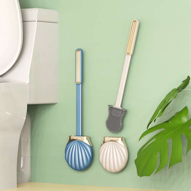 Bàn Chải Vệ Sinh Toilet Bằng Silicon Cán Dài Hình Vỏ Sò Sáng Tạo