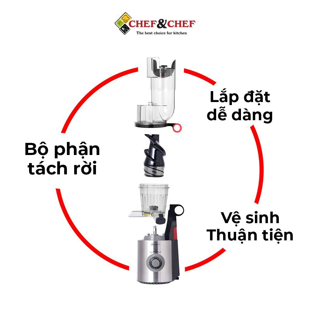 MÁY ÉP CHẬM NGUYÊN QUẢ CHEF&amp;CHEF CH-801D MẪU MỚI NHẤT 2022
