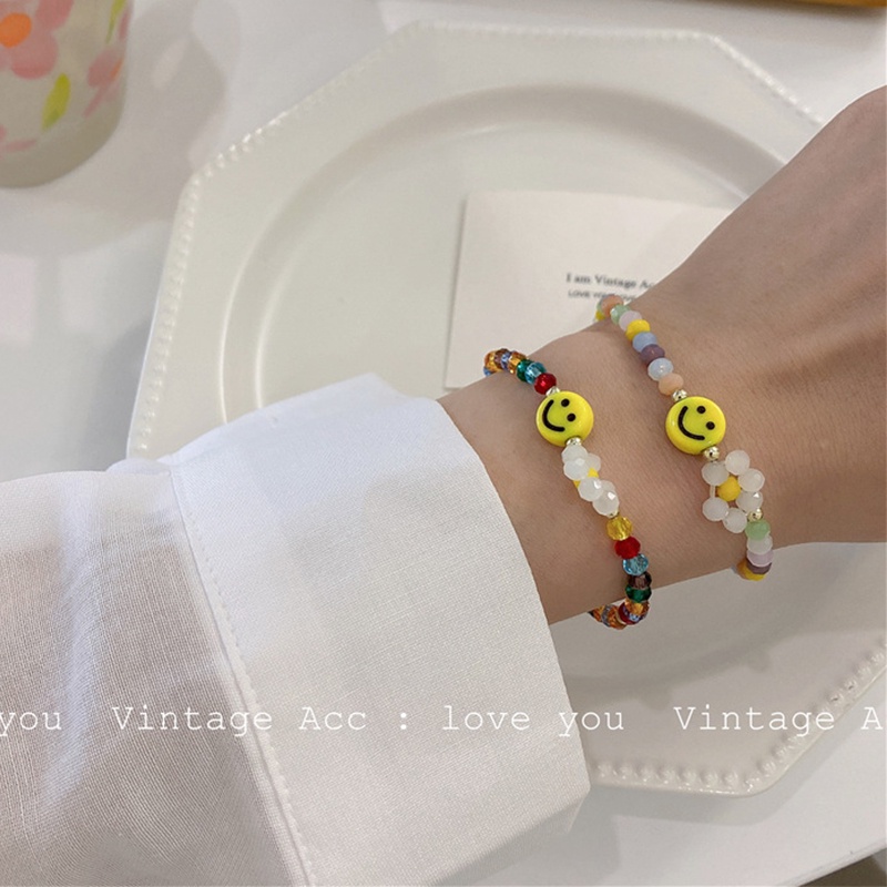 vòng cổ / Vòng Tay / vòng cổ Hình Hoa Cúc Mặt Cười Đính Pha Lê Nhiều Màu Sắc Phong Cách Hàn Quốc