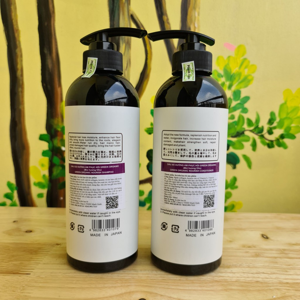 [Chính hàng] Dầu gội, dầu xả phục hồi tóc Green Organic 500ml, 1000ml - Hương oliu