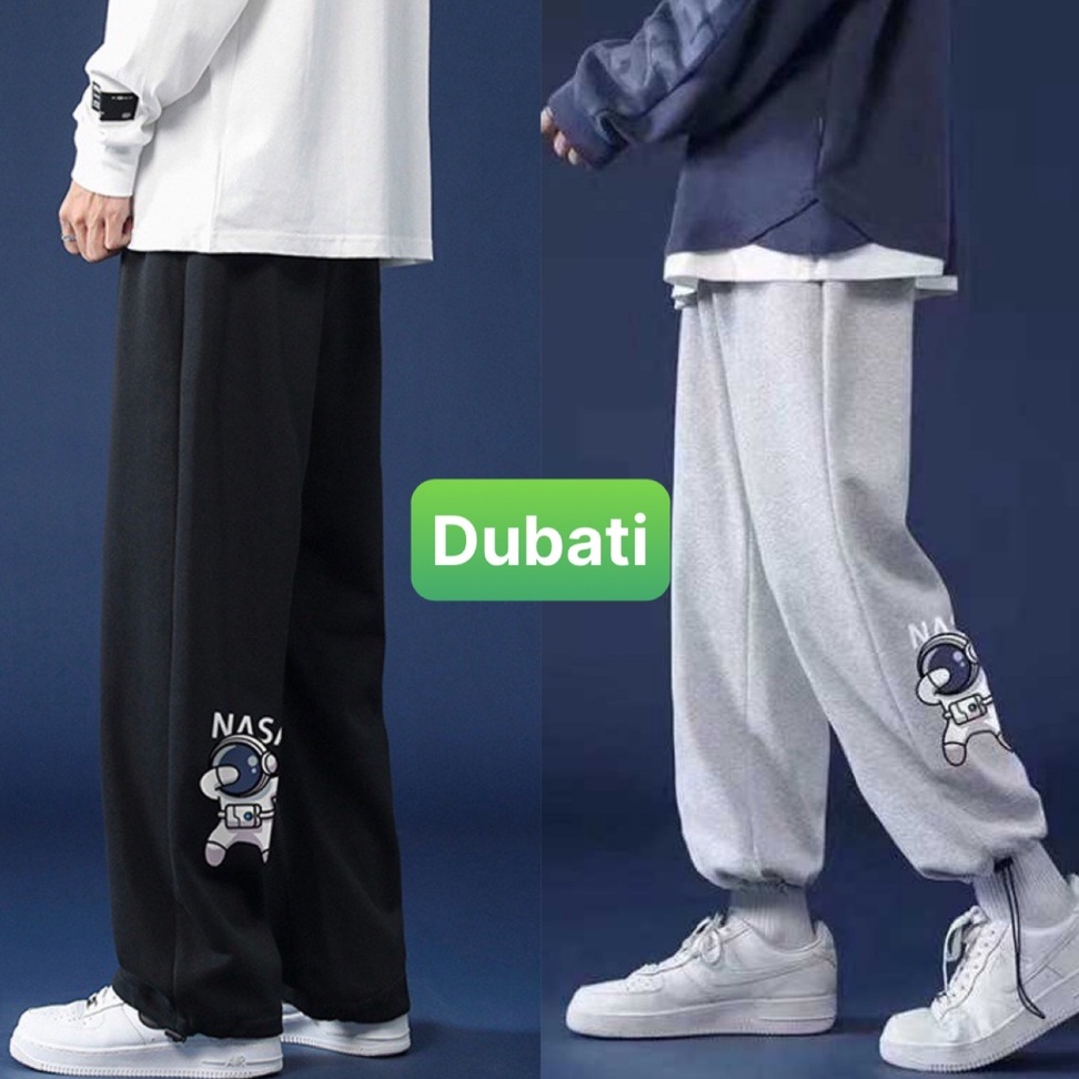 QUẦN JOGGER NAM NỮ UNISEX CHẤT NỈ DÀY DA CÁ ỐNG SUÔNG RỘNG IN HÌNH NASA RÚT DÂY TREND HOT 2022 -DUBATI FASHION