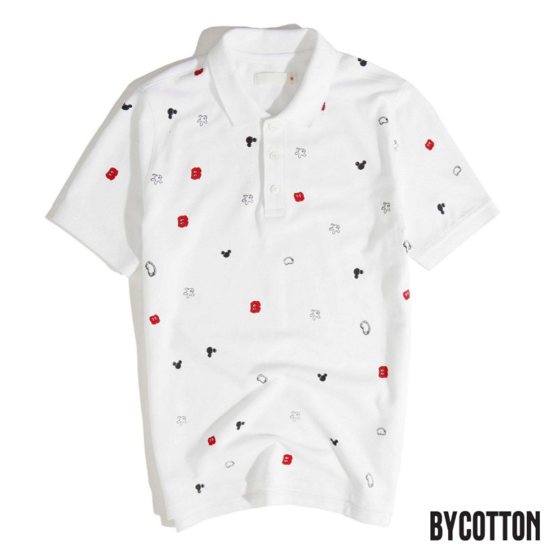 Áo Thun Polo Nam Cổ Bẻ Họa Tiết Mickey BYCOTTON Mickey Polo