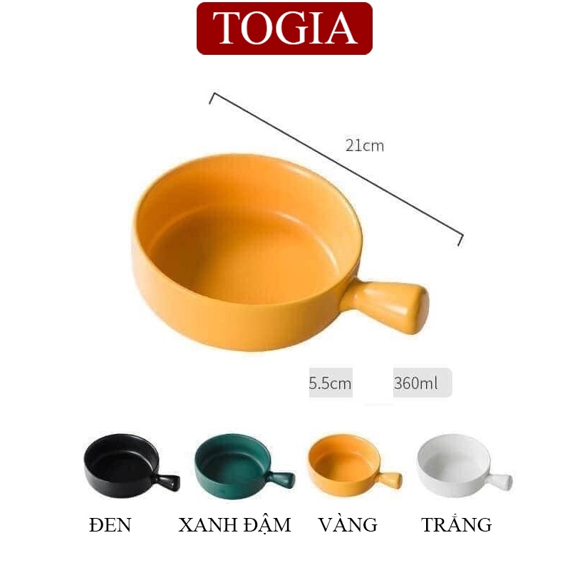 Bát Sứ Có Tay Cầm - Thố Sứ Tráng Men Cao Cấp Sử Dụng Được Lò Vi Sóng 15.5 x 5.5cm