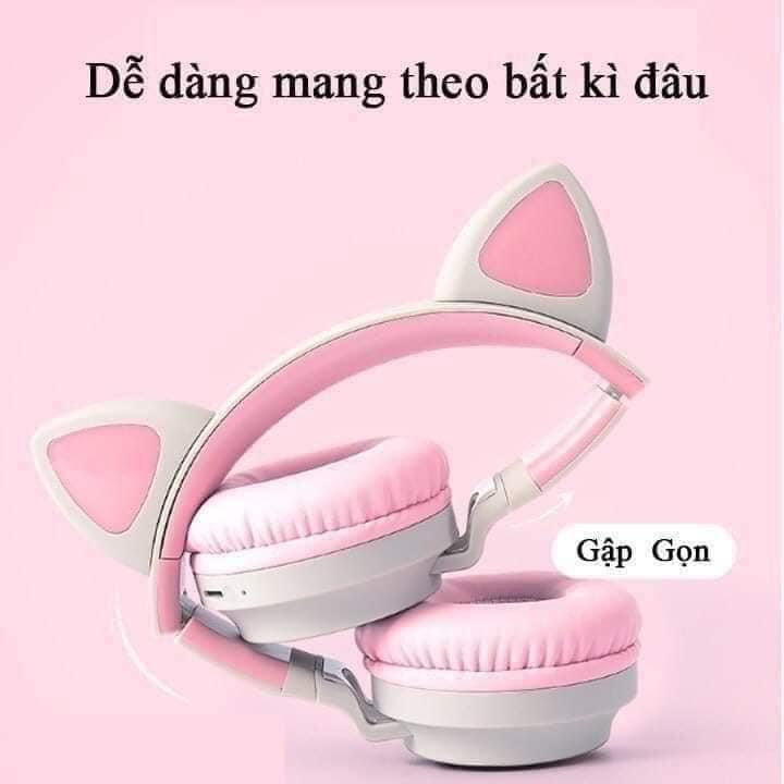 Tai nghe mèo không dây kute chứa hiệu ứng đèn led nhiều màu rực rỡ,bắt mắt,cute dễ thương,thoải mái thể hiện cá tính