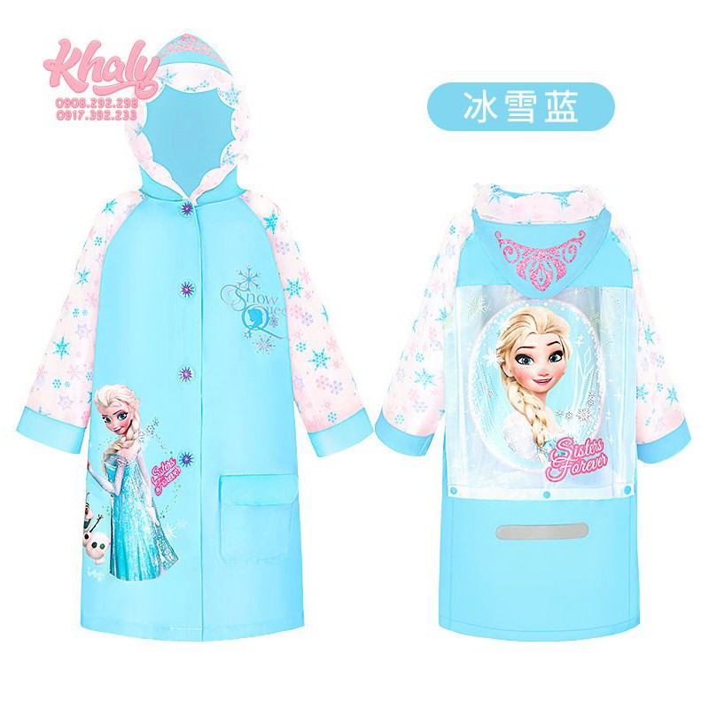 Áo mưa hình công chúa Anna, Elsa (Frozen) màu xanh cho trẻ em bé gái (S,M,L,XL,XXL) 83P4NDF86412X