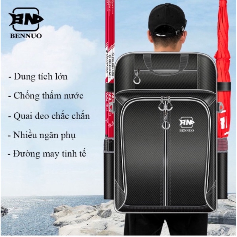 Balo dung tích lớn đựng ghế câu đài , Túi đựng rọng Bennuo chất liệu PU chống thấm nước