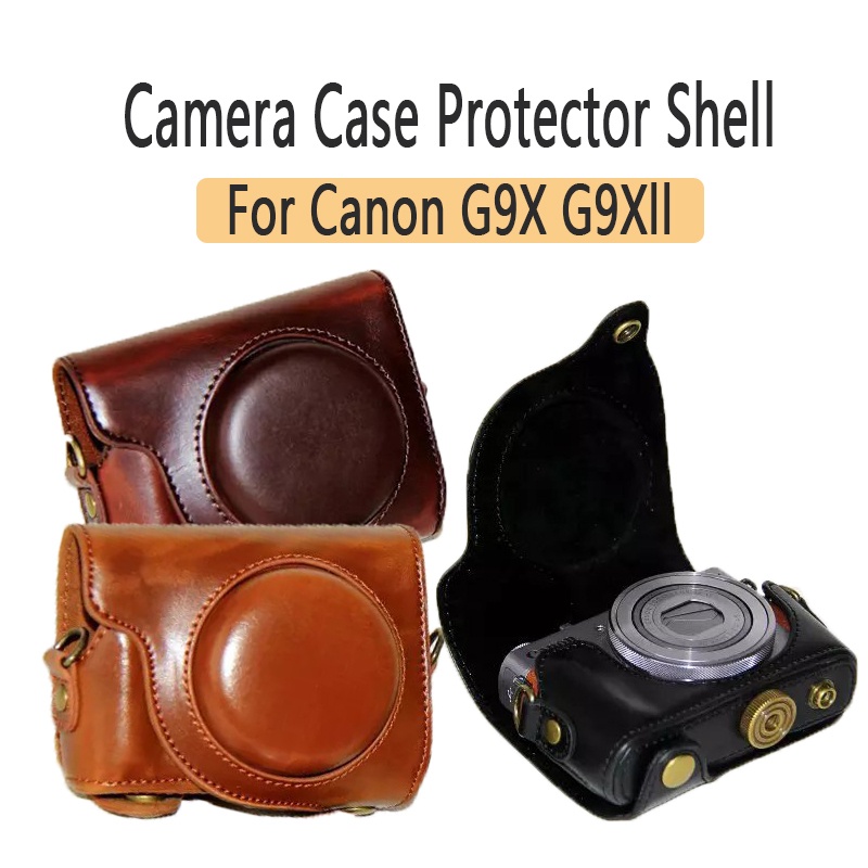 Bao Da Cho Canon G9X G9Xll Bảo Vệ Camera Vỏ Camera Túi Đeo Túi Retro Camera Phụ Kiện