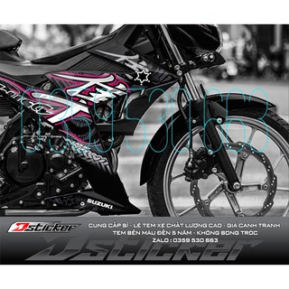 Tem rời Hayabusa hồng dán xe Satria đen - không bay màu