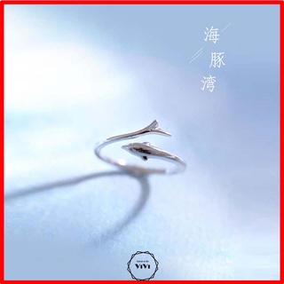 Nhẫn bạc Ý freesize kiểu cá heo Dolphin – Nhẫn nữ nhẫn bạc cao cấp ViVi_Gift