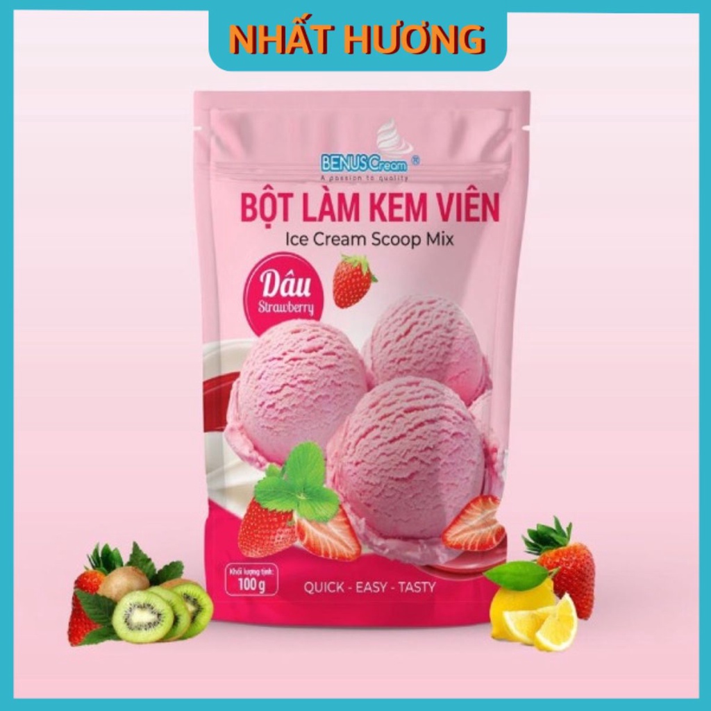 Bột Làm Kem Viên Vị Dâu
