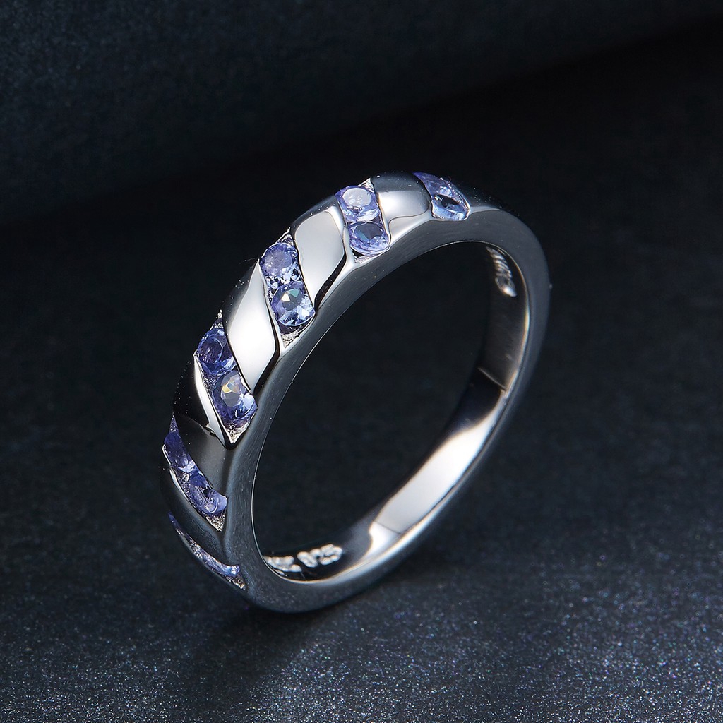 Nhẫn Mạ Bạc 925 Đính Đá Tanzanite Tự Nhiên