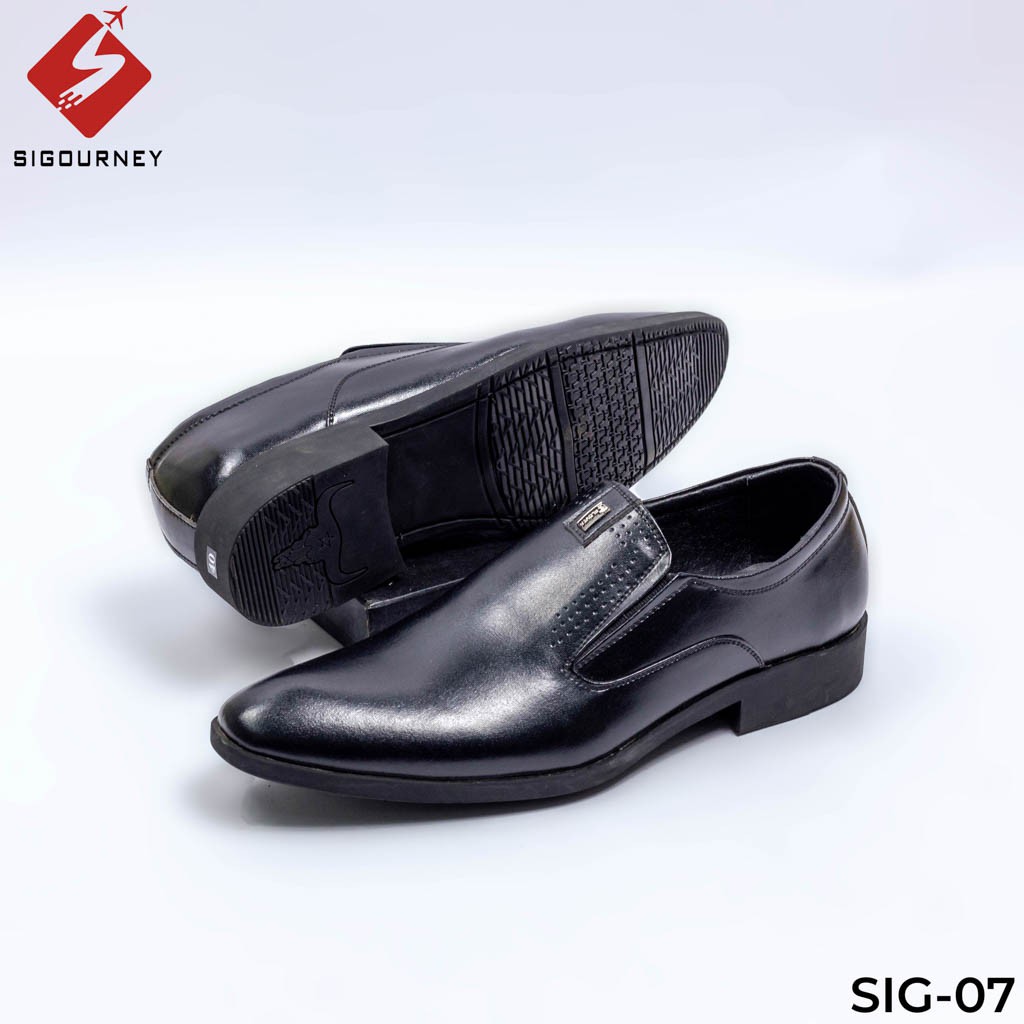Giày công sở dành cho nam với da bò cao cấp SIGOURNEY SIG-07 màu đen