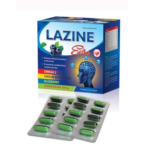Bổ huyết dưỡng não Lazine Extra giúp tăng cường tuần hoàn máu lên não, làm hết chóng mặt, đau đầu, suy giảm trí nhớ