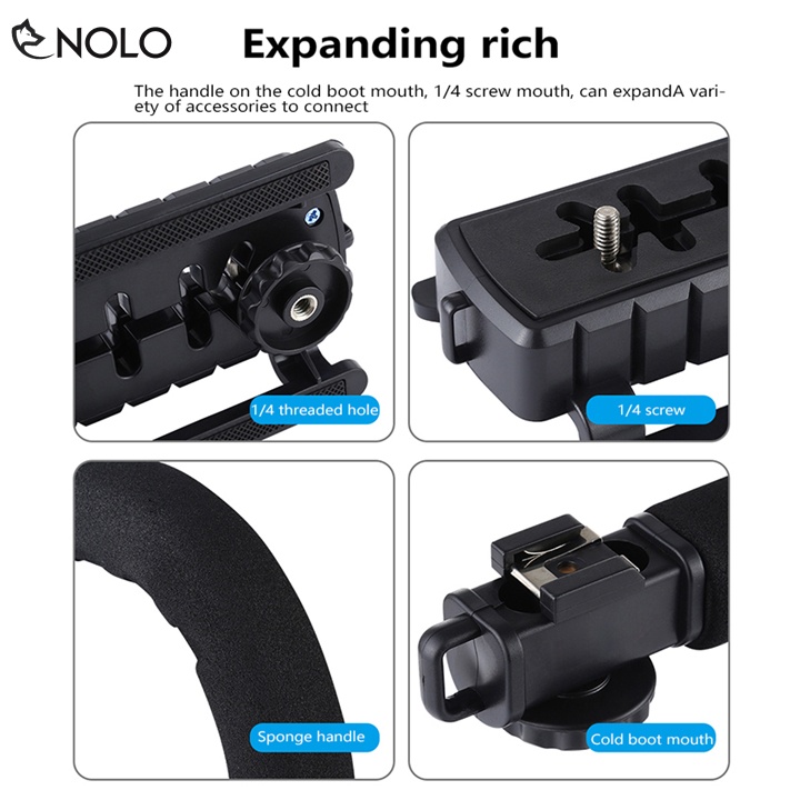 Tay Cầm Chống Rung Gimbal Chữ C Model AY49U Cho Máy Quay Phim Điện Thoại Máy Ảnh Đèn Trợ Sáng Đi Kèm Nhiều Phụ Kiện